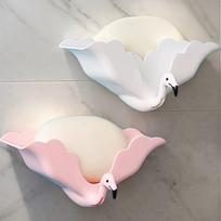 2Pcs Flamingo Wall-mounted Soap Dish, No Punching Installation, Multi-functional Design, Cute Shape, Suitable for Home Use