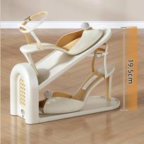 Retro-Style Rattan Double-Layer Adjustable Shoe Rack and Cabinet white