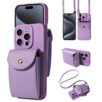 iPhone 17/16 Pro Max Crossbody Case with Accordion Card Holder and Stand 16 Pro Max violetinė