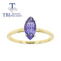0,65 ct Natūralus paprastas tanzanito žiedas mq 4*8mm 18k aukso virš 925 sterlingų sidabro puikūs papuošalai moterims jubiliejaus proga us ring size 6# mėlyna
