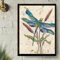 5D DIY Diamond Painting Green Dragonfly Cross Stitch Kit Mosaic Diamond Embroidery Rose Full Round/Square Drill Home Decoration Round 30x40cm