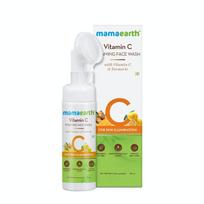 Mamaearth vitamino C veido prausiklis su putojančiu silikoniniu valikliu šepetėliu su vitaminu C ir ciberžole - 150 ml