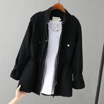 Women's Windbreaker Autumn Korean Wild Loose Stand Collar Fashion Pink Jacket Female Student Windbreaker Coat Lining S juoda