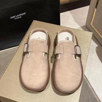 Moteriški batai Moteriškos uždarų pirštų šlepetės Karvės zomšos odos klumpės Moteriški sandalai Retro mada Sodo mulų klumpės šlepetės 35 chaki