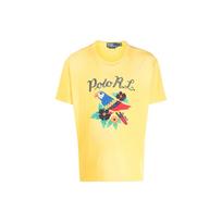 Polo Ralph Lauren SS23 Papūgos raidės spaudinys apvalia iškirpte trumpomis rankovėmis marškinėliai vyriški marškinėliai geltoni 710904481-001 M