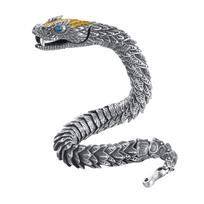 Multipurpose Hip Hop Rattlesnakes Pattern Sturdy Alloy Chain Bracelet Adjustable Portable Unisex Fashion Accessory 24 gray