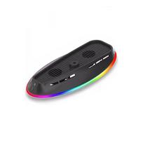 Aušinimo stovas su dvigubais ventiliatoriais, Aušinimo stotelė su įmontuotu RGB apšvietimu, Host baterijai, Suderinamas su PS5 Slim ir PS5 Pro(Visos versijos) juoda