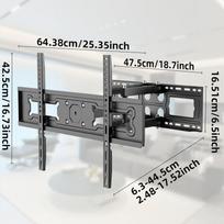 32-70 colių TV sieninis laikiklis, pilnai judantis TV rėmas, pasukamas su ištraukiama artikuliuota rankena, maks. VESA 600x400mm, apkrova 35kg juoda