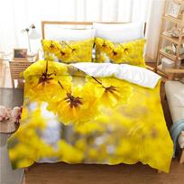 Print White Dandelion Sunflower Bedding King  Bedroom Quilt Cover Set Black Blue Duvet Set Pillowcases Decorative 2/3Pcs Set EU single(135x200cm)