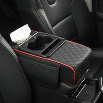 PU Leather Armrest Pad with Cup Holder Tissue Box Car Center Console Height Increasing Armrest Cushion Car Armrest Pillow
