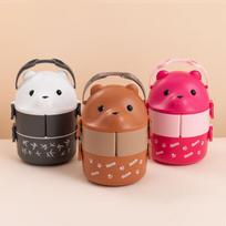 ZISIZ Glasses Bear Double-Layer Bento Box