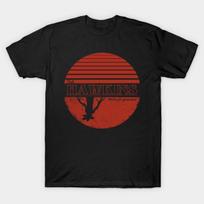 Men Black Print T-shirt Visit Hawkins No-Cut Transfer Paper Print Cotton Tshirt S juoda