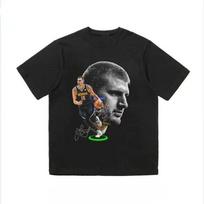 2025 100_ Pure Cotton Jokic Big Avatar American Printed Short-sleeved Basketball Clothes Heavy T-shirt Trendy Summer Versatile S juoda
