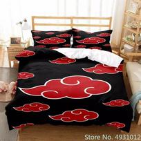 Red Cloud N-Naruto Logo Vortex Bedding Set Pillowcase Anime Bedclothes 3D Printed Kids Adult Boys Quilt Duvet Cover Gift EU Single(135*200cm)3pcs