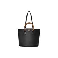 Gucci Diana Bamboo Double G Logo Solid Leather Tote Bag Women Tote Bags Black 750394-UAAAY-1092 Basic Set (Bag+Dust Bag)