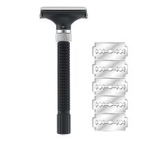 Yintal Adjustable Butterfly Open Double Edge Safety Razor Black Silver Colors Matching Modern Style Ergonomic Shaver