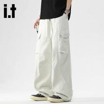 izzue Loose Pleated Wide-Leg Cargo Pants M abrikosas