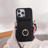 Ring Stand Phone Case For iPhone 17 Air 16 15 14 Plus 13 12 11 Pro Max Pocket Credit Card Holder Crossbody Lanyard Leather Cover iPhone 15 Pro Max juoda