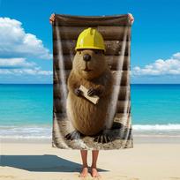 Artistic Space Capybara Beach Towel, Celestial Astronaut Pattern Quick Dry Absorbent, Large Sand Free Travel Pool Essentials W40*H60(CM)