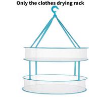 Double Layer Clothes Drying Rack With Telescopic Frame For Indoor Outdoor Laundry L mėlyna