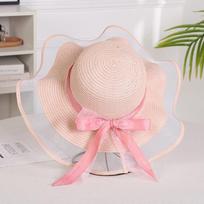 Wide Brim Women's Beach Hat Floppy Foldable Panama Sun Hat Fashion Summer Hat  for Women rožinė