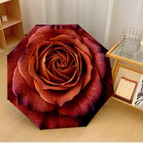 Spiral Orange Rose Theme Automatic Umbrella Compact 8-Rib Design Sturdy Construction Durable Umbrella Stylish Accessory