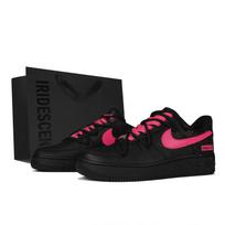 Nike Air Force 1 Leather Low top Skateboard Shoes Unisex Black Pink CW2288-001(Team-S-BOX) 38