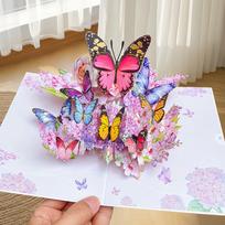 New 3D Butterfly Pop up Card Daisy Ornament Post Card Best Wishes Greeting Cards Mother's Day
