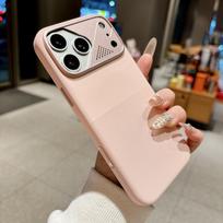 Liquid Silicone Magnetic Anti-Slip Case with Granular Metal Lens for iPhone 17 Pro Max 17 Pro rožinė