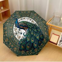 Ornate Peacock Design (7) Printed umbrella windproof folding umbrella portable sun and rain umbrella suitable for gifting