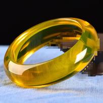 Second Generation Blue Amber and Yellow Beeswax Women's Bracelet Diameter 56 (Width 20) No Core