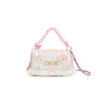 DIOR Krepšys PASIDARYK pats Stiliaus Kosmetinė Daryta 811 Rožinė Sakura Mylima Mergaitiška Mielas Saldus ir Elegantiškas Plaukuotas Mažas ir Išskirtinis Rankų darbo Vienos peties balta