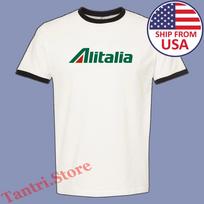 Alitalia Airlines Men's Ringer Black Size S to 3XL 2XL
