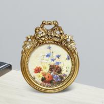 Small Vintage 3x3 Round Picture Frame, Mini Antique Ornate Photo Table Top and Wall Hanging