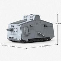 Pirmajam pasauliniam karui Karinis Pasaulinio karo Armijos Statybinių kaladėlių rinkinys Rinkinys A7V Sunkusis tankas Kaladėlės Miesto serija Statybinis konstravimo žaislas Vaikams