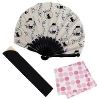 Stylish Business Fan Set with Fan Case and Handkerchief Chatton [Osaka Choseido] Women's - (Beige) smėlis