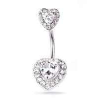[HS](HS)1Pc Crystal Heart Navel Belly Button Rings Barbell Navel Ring Piercing Body Jewelry Navel & Bell Button Rings&Surface and Dermal sidabras