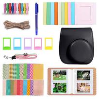 For Fuji Instax Mini 12 Camera Bags with Album/Frames/Stickers PU Leather Protective Case Anti-Scratch Retro Flip Camera Bag juoda