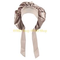 49MD Women Girls High Flexibility Satin Silk Bonnet Cap Night Sleep Hat Shower Wrap auksas