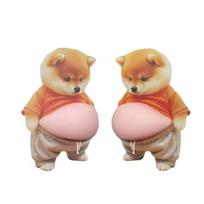 3D Shiba Inu Dog Belly Sticker - Cute puppy wearing orange outfit with soft pink Belly, silicone self-adhesive