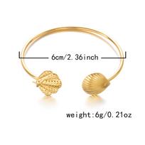 Women's Dainty Spiral Stainless Steel Cuff Bracelets Multilayer Shell Starfish Open Bangle Summer Beach Jewelry Gift