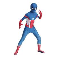 Kids Spider-Man Turns Captain America Costume Set with Mask Superhero Lycra 6-7 Years 140cm Blue/Red/White 3 years/4 years