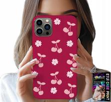 Etui Do Iphone 11 Pro Max - Wisienki, Wiśnie Na Bordowym Tle + Folia