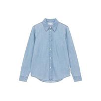 Calvin Klein Solid Color Square Neck Button Down Denim Long Sleeve Shirt Women shirts Blue 40WK840 XS