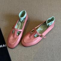 Fashion Mary Jane Women Soft Bottom Summer 2025 Retro Loafers Round Toe Shallow Dress Flats Casual Comfortable Walking Women Shoes 35 rožinė