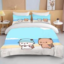 3D Bubu Dudu Cartoon Cute Bear Kawaii Christmas Gift Microfiber Or Polyester Printed Bed Set Duvet Cover Bedding Set Queen Size 70x133cm 2pcs