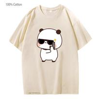 Cartoon Bubu Dudu Graphic T-Shirts Funny Panda Bear Tshirt Girls Kawaii Graphic Tops Y2k Tee Women Clothes Men 100% Cotton Shirt S juoda