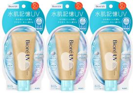 Biore UV Aqua Rich Watery Hold Cream SPF50 Sunscreen 50g Bulk Purchase UV Protection PA+++ Non-chemical 3-pack mėlyna