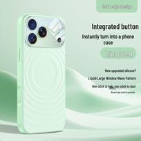 Wave Pattern Liquid Silicone iPhone 15 Case with Magnetic Adsorption for Apple 16ProMax iPhone 17 Pro mėtų žalios spalvos