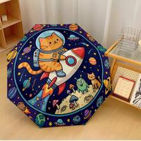 Cat Astronaut Rocket Space Printed umbrella windproof folding umbrella portable sun and rain umbrella suitable for gifting